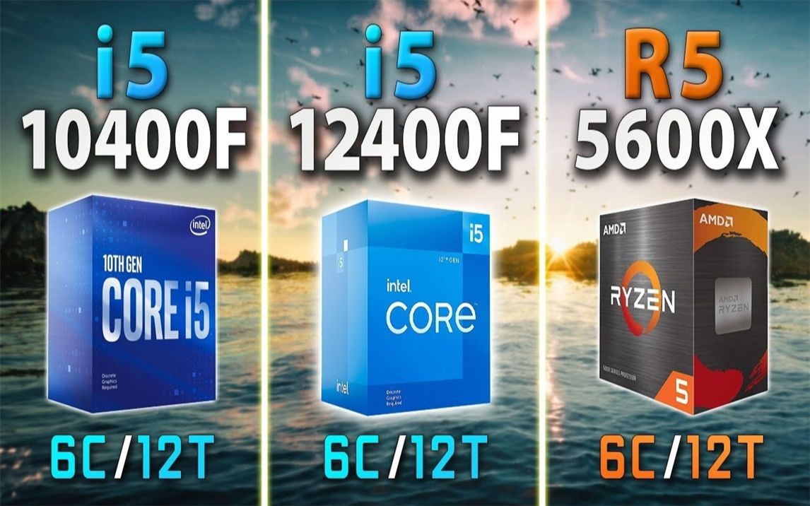 i5-10400f vs i5-12400f vs r5 5600x cpu对比(1080p分辨率测试,显卡