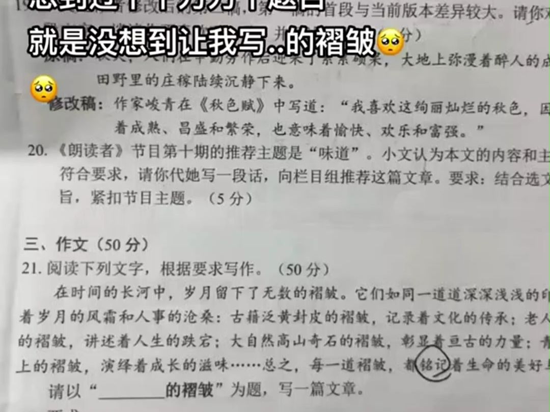 请以“...的褶皱”为主题,你会怎么下笔哔哩哔哩bilibili