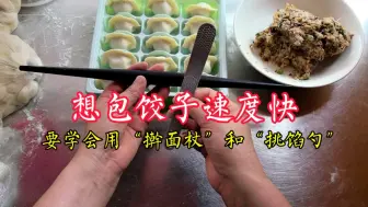 下载视频: 难怪饺子馆包饺子快，原来是这样用“擀面杖”和“挑馅勺”，学会了