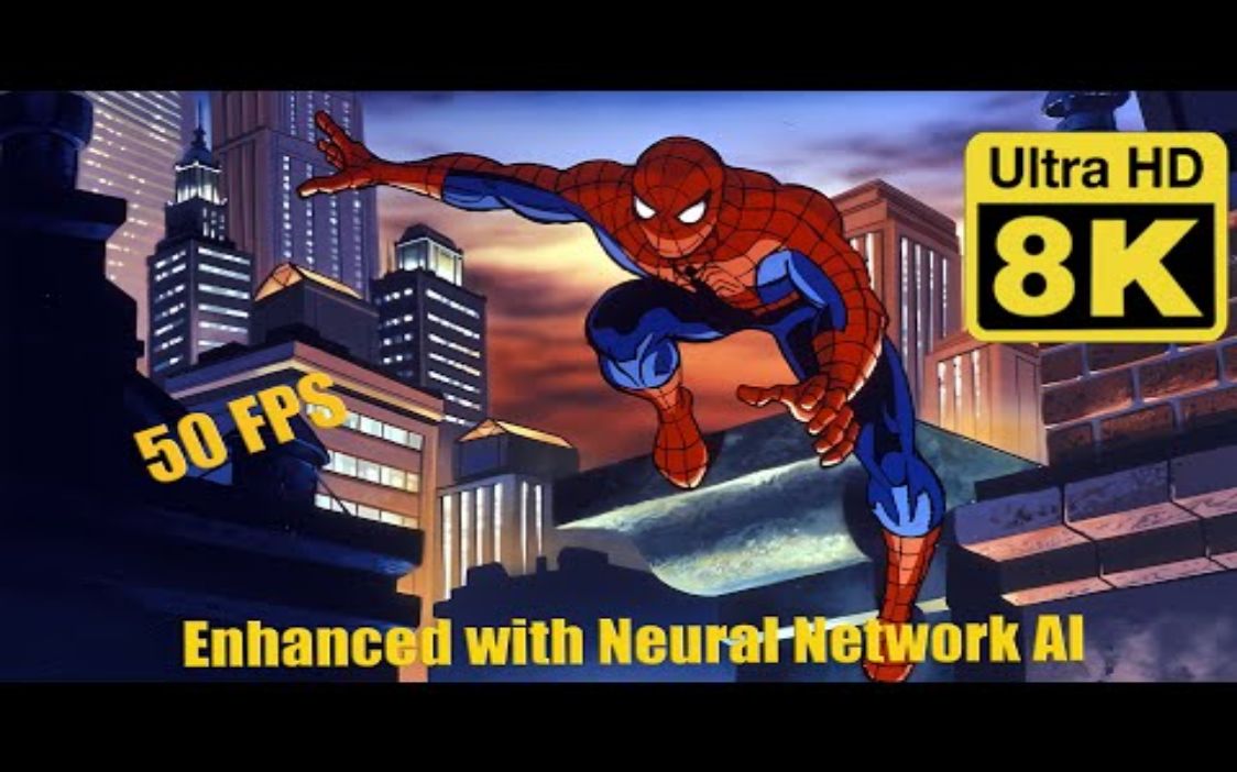 SpiderMan(蜘蛛侠) The Animated Series 8k 50 FPS Remastered with Neural Network AI哔哩哔哩bilibili