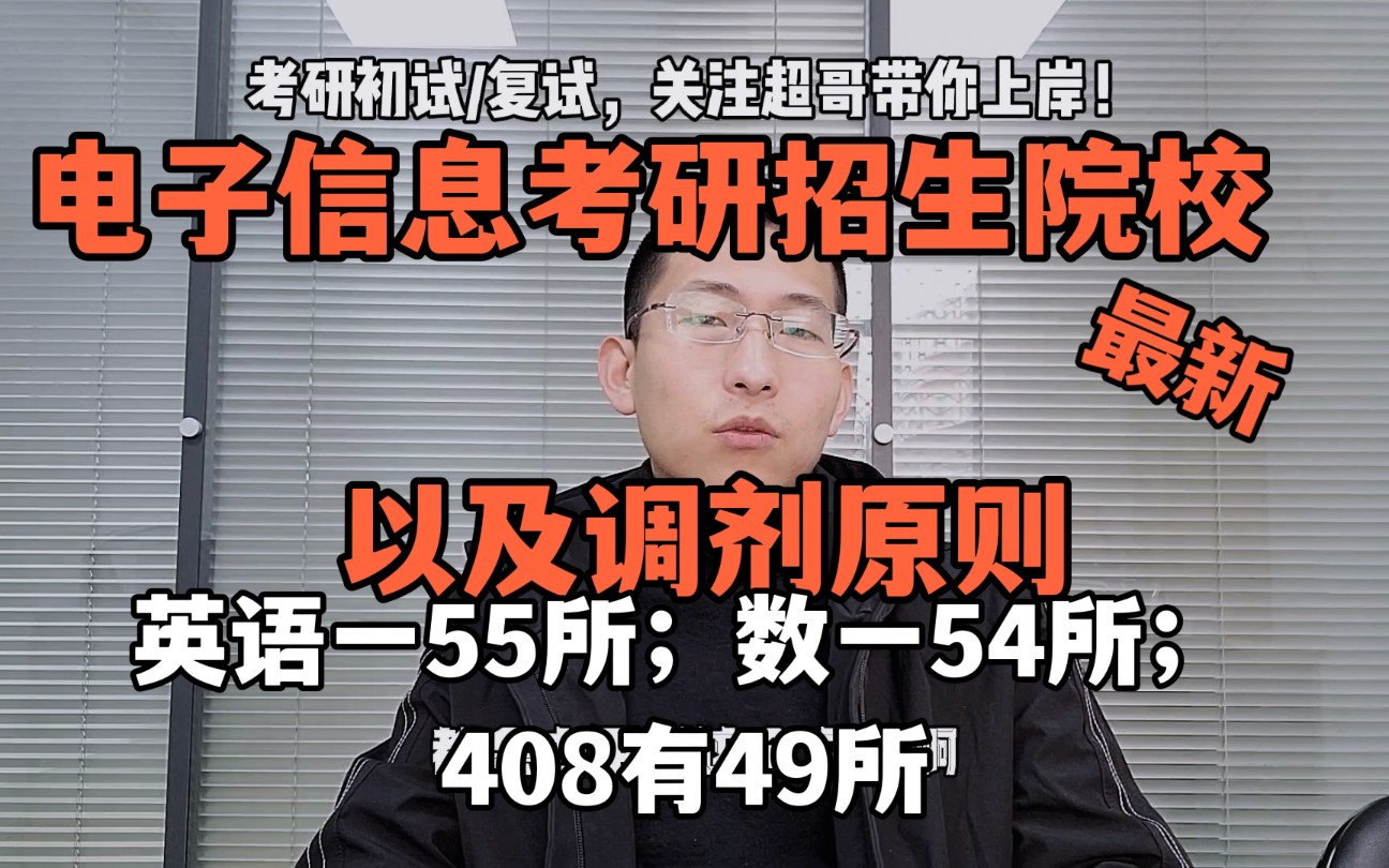 【0854电子信息】最新全年招生数据以及调剂原则,共323所,英语一55所,数一54所,408有49所.哔哩哔哩bilibili