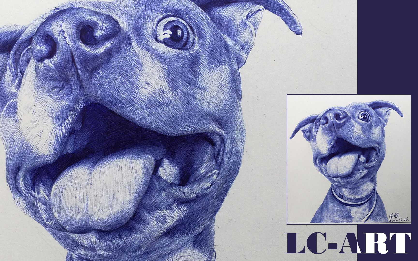 圆珠笔画-比特犬