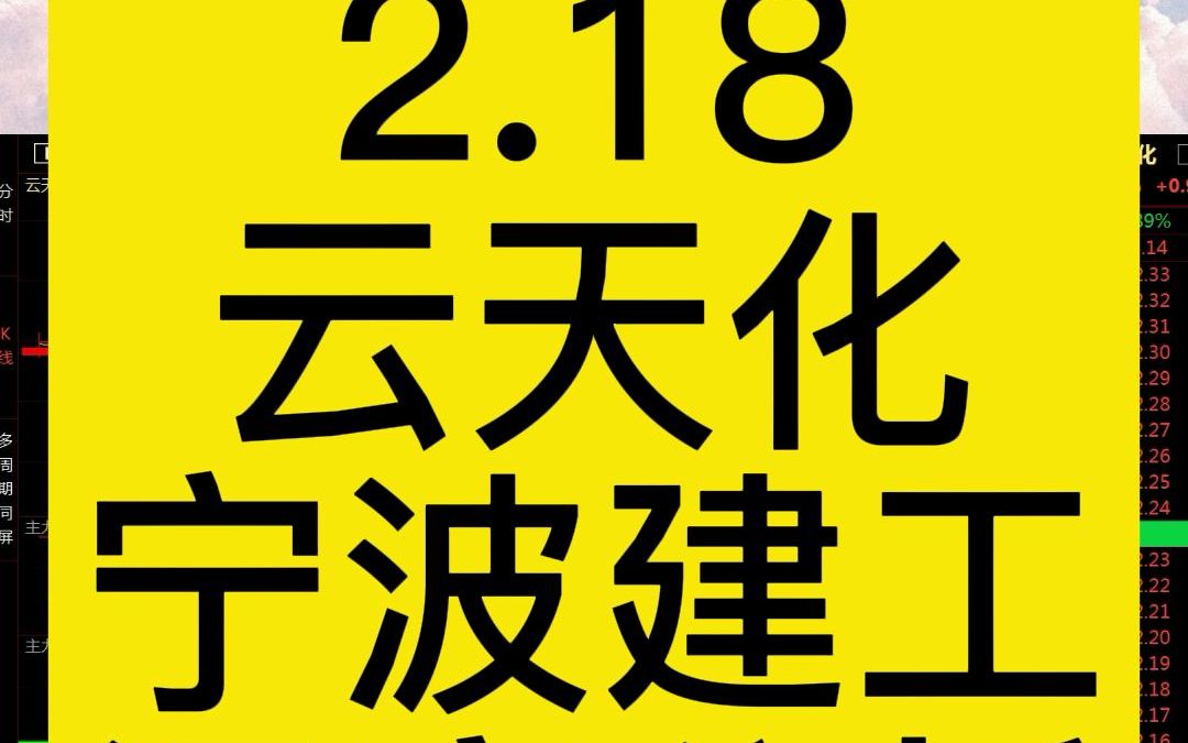 2.18雲天化,寧波建工:盤口語言出現,意味著什麼呢?