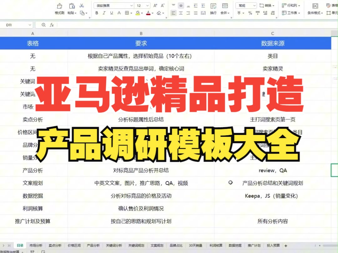 亚马逊精品打造!产品调研模板大全!!#亚马逊#跨境电商#亚马逊跨境电商#跨境电商亚马逊#亚马逊运营#跨境电商运营哔哩哔哩bilibili
