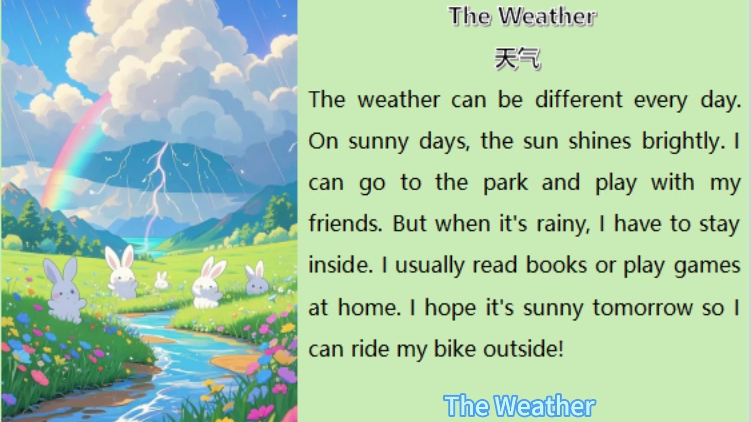 天气晴朗英语预报