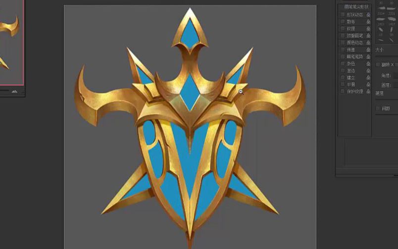 【游戏ui教程】ui物品图标绘制-黄金盾牌图标