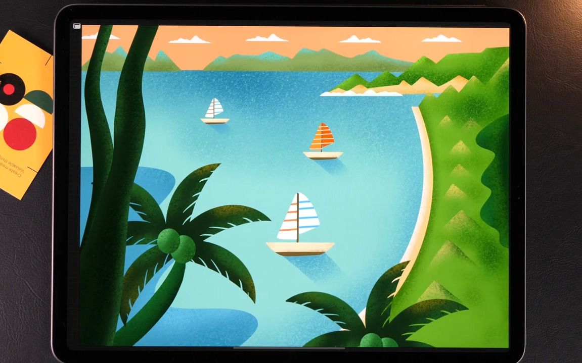 ipad绘画procreate绘制海滩