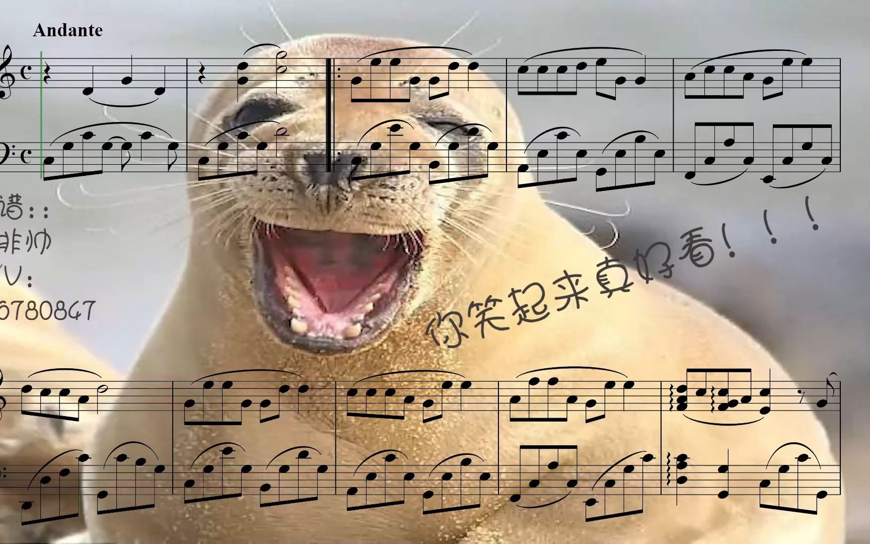 【钢琴谱】你笑起来真好看(c调)