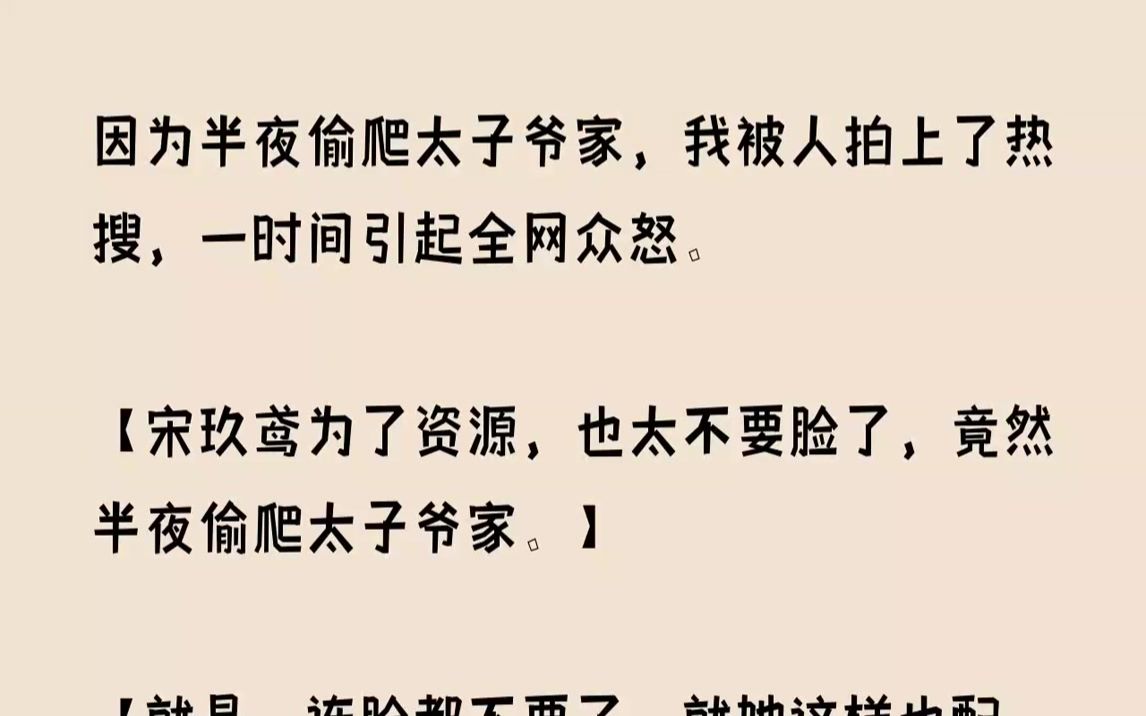 【完结文】因为半夜偷爬太子爷家,我被人拍上了热搜,一时间引起全网众怒.宋玖鸢为了...哔哩哔哩bilibili