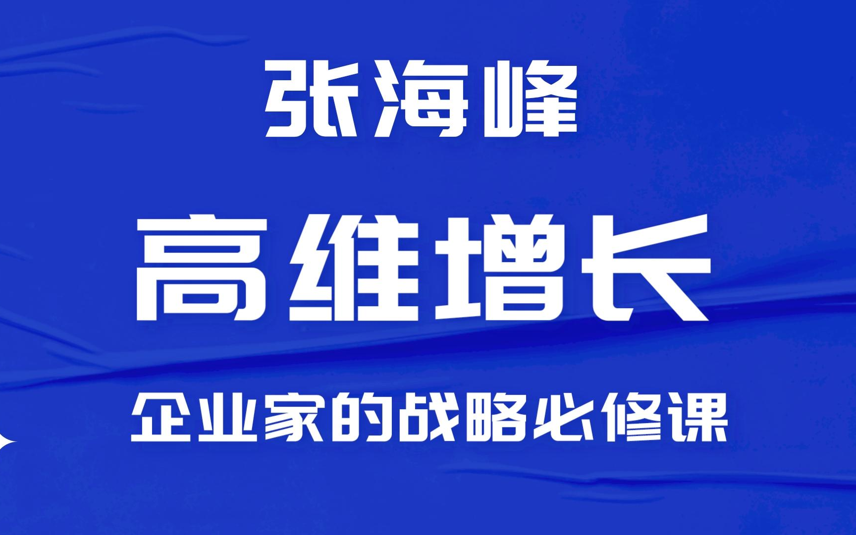 [图]张海峰 高维增长 企业家的战略必修课