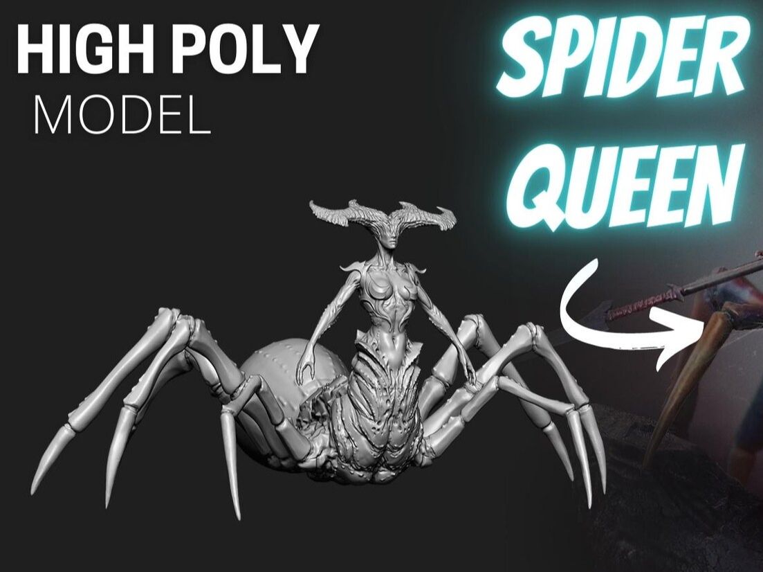 zbrush模型1款蜘蛛女王科幻生物怪物ztl模型zb雕刻建模fbx素材