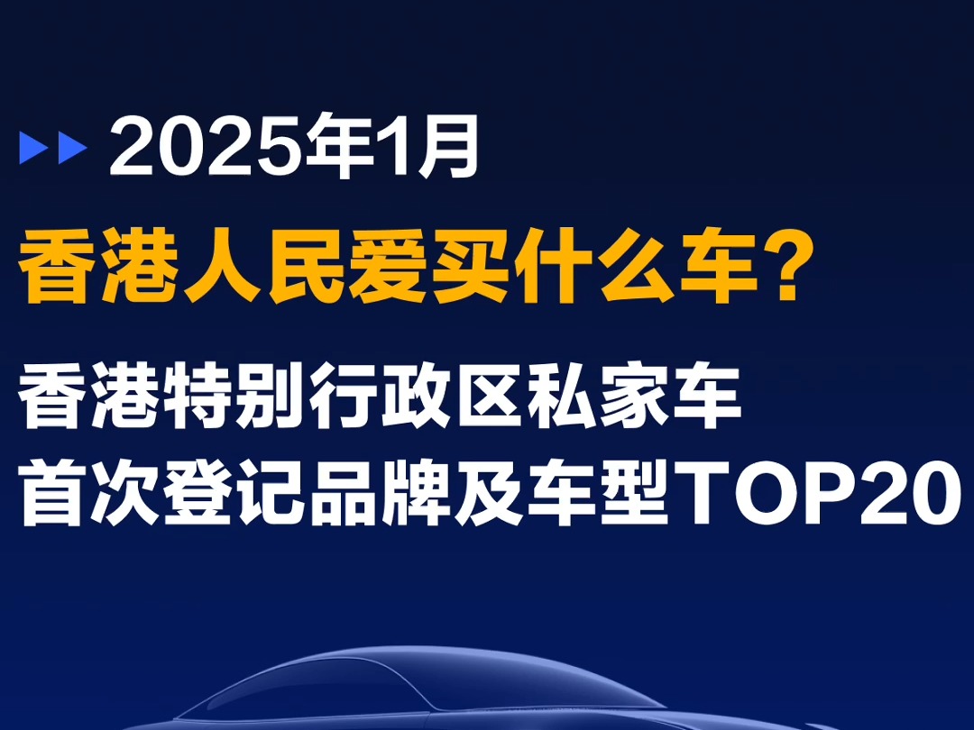 25年1月香港特别行政区私家车首次登记品牌及车型TOP20哔哩哔哩bilibili