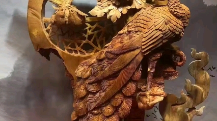 木雕摆件孔雀