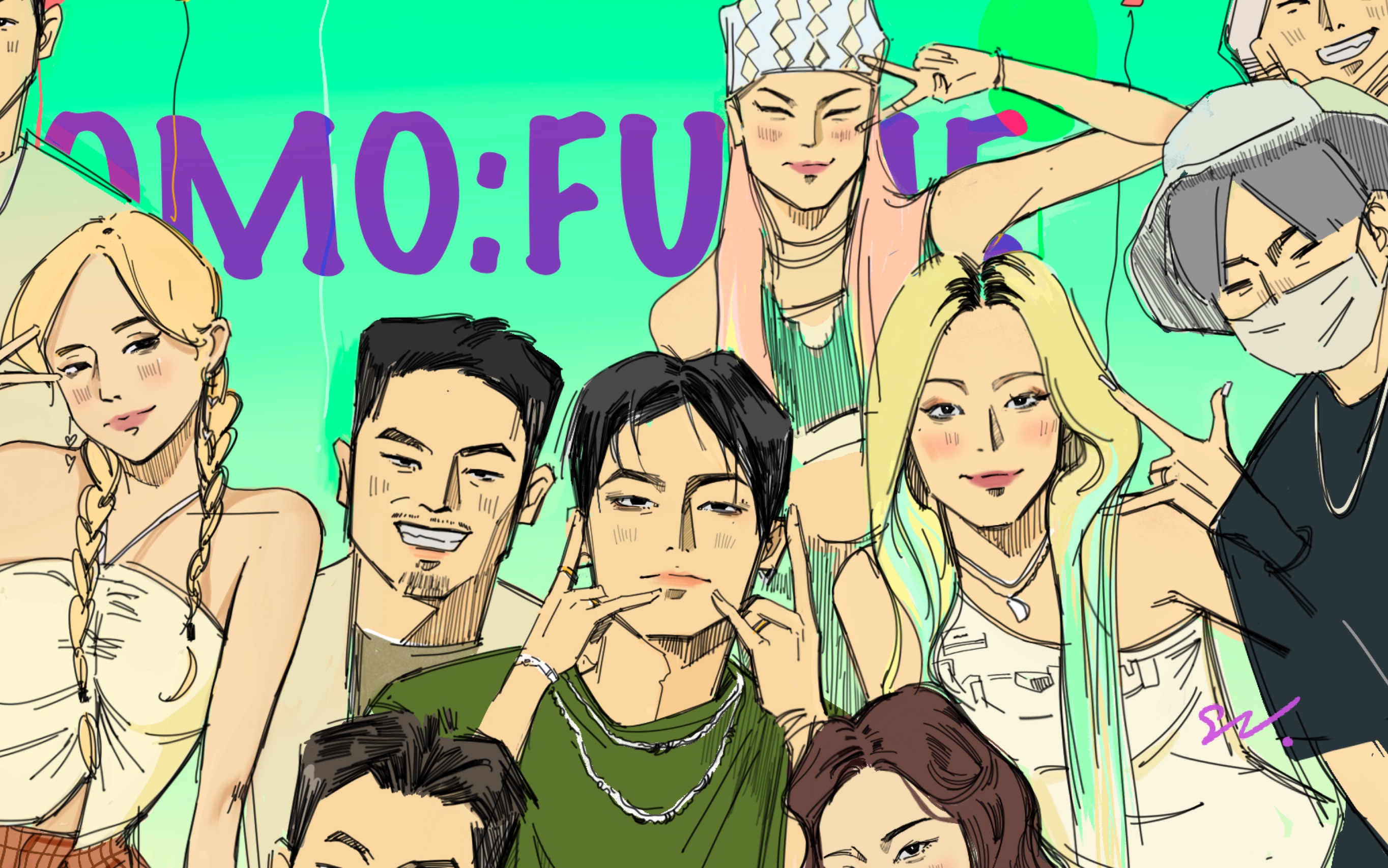 《多人场景速写》其实我是冲着这五个辣妹去画的(狗头)