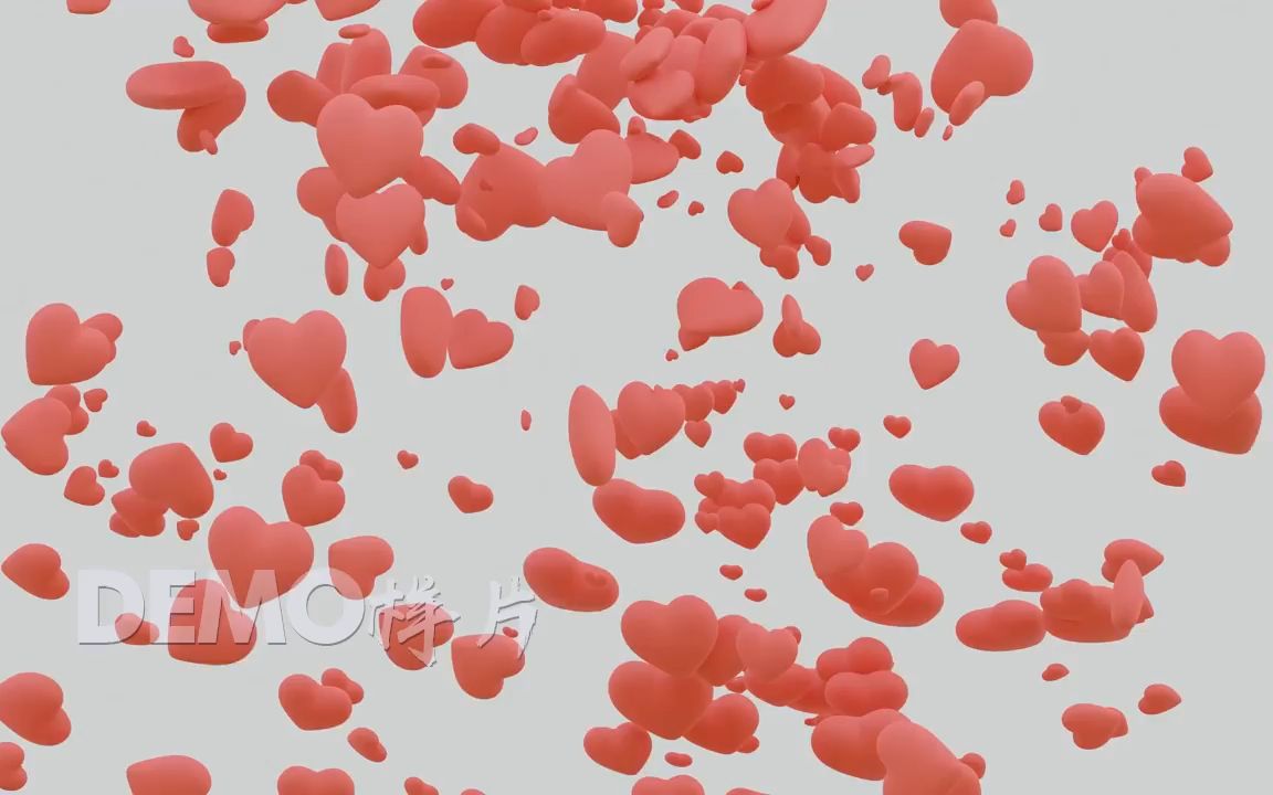 红色3d心形型爱心led大屏幕背景婚礼爱情七夕表白520背景动态视频素材