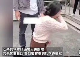 Download Video: 女子的狗不拴绳咬人进医院 若无其事看戏 直到警察查到后下跪道歉