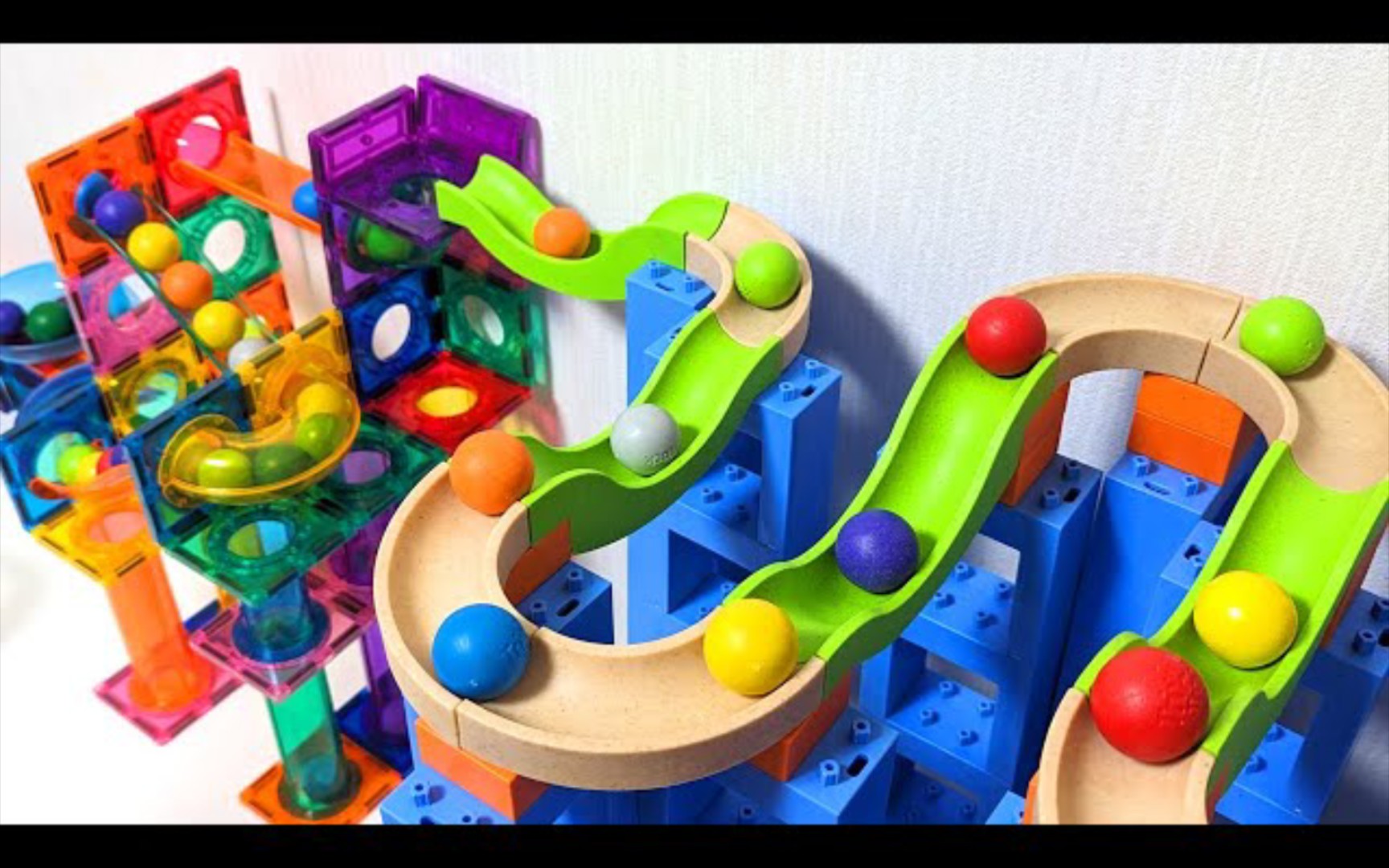 儿童益智手工玩具之磁力片积木轨道拼装弹珠滚珠游戏