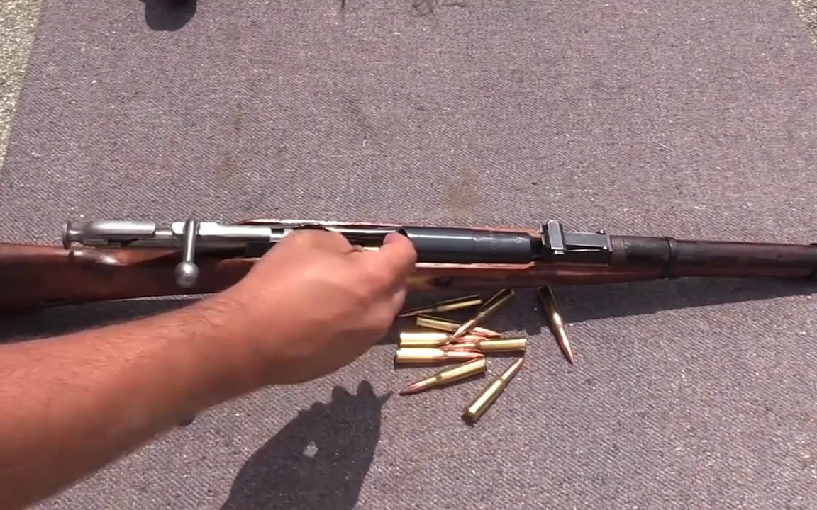 莫辛纳甘m44卡宾枪,弹仓压弹5发射击测试,拉栓声音清脆又好听