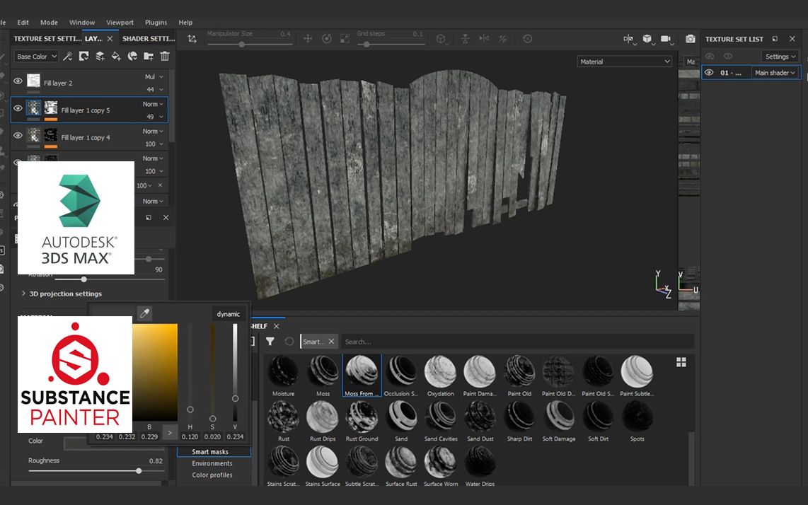 (基础入门)3ds MAX+ Substance Painter2019制作木栅哔哩哔哩bilibili