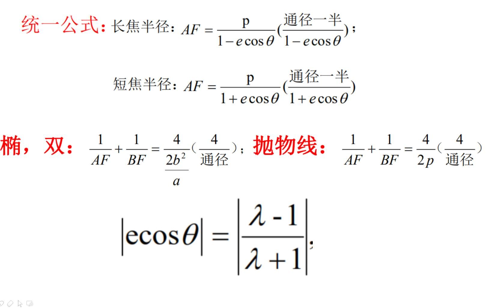 不看后悔系列圆锥曲线小题巧解焦半径通用公式及性质1