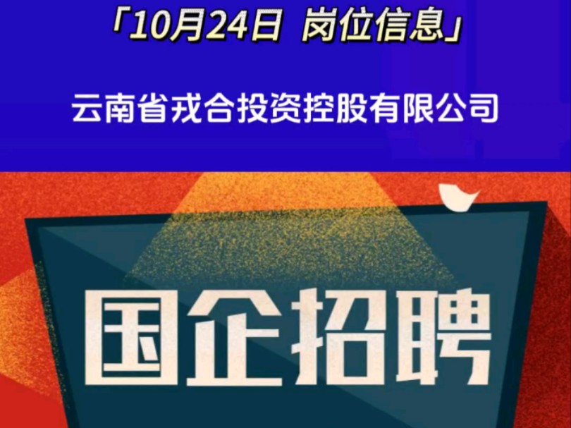 云南省戎合投资控股有限公司招聘,如需详细信息请私信哔哩哔哩bilibili