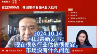 Download Video: 2024.10.14林园最新发声：现在很多行业估值很便宜，市场没有什么问题