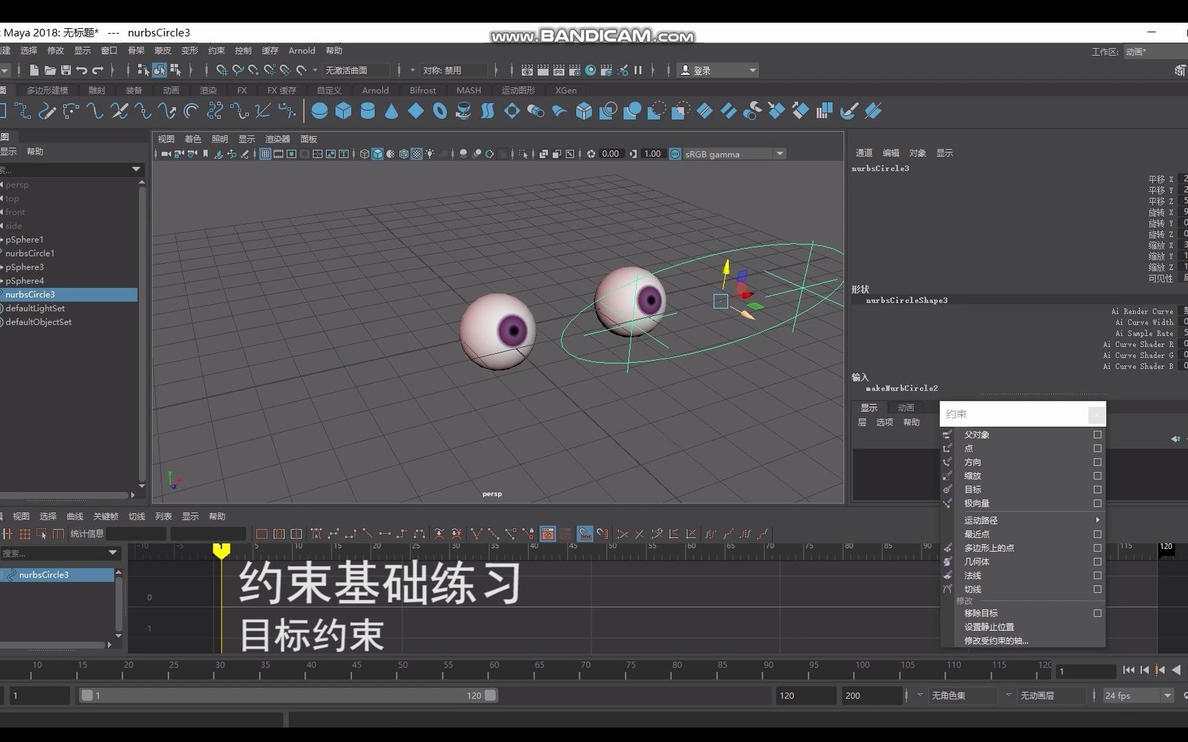 [图]2023.1.3 maya5种约束命令基础练习