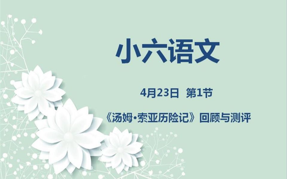 [图]小六语文04-23第一节《汤姆·索亚历险记》回顾与测评