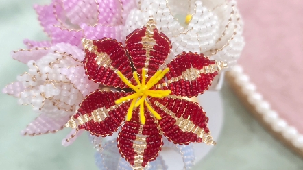 双拼色串珠米珠花瓣新手教程