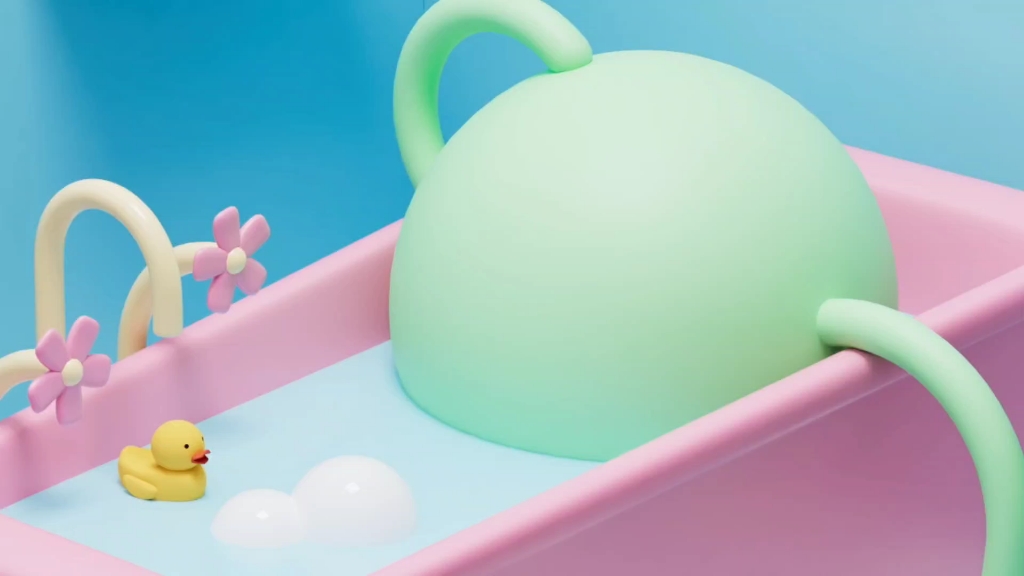 临摹|可爱的c4d场景——浴室