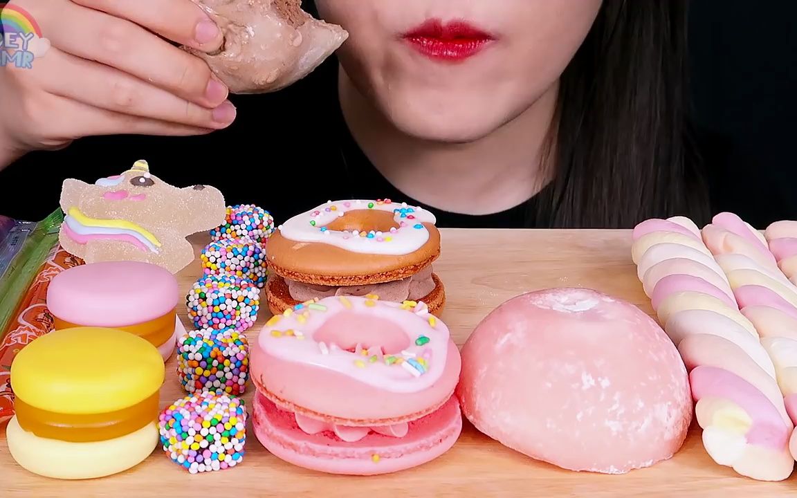 【沉浸式吃播】独角兽先生甜品.彩虹糖果,果冻面,冰淇淋