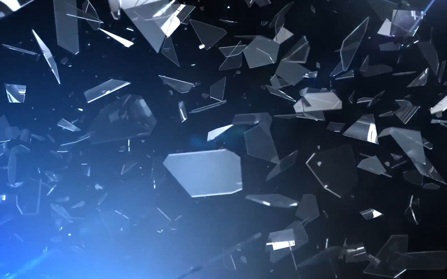 1279黑暗中震撼的玻璃碎片破碎企业标志logo开场特效片头ae模板科技