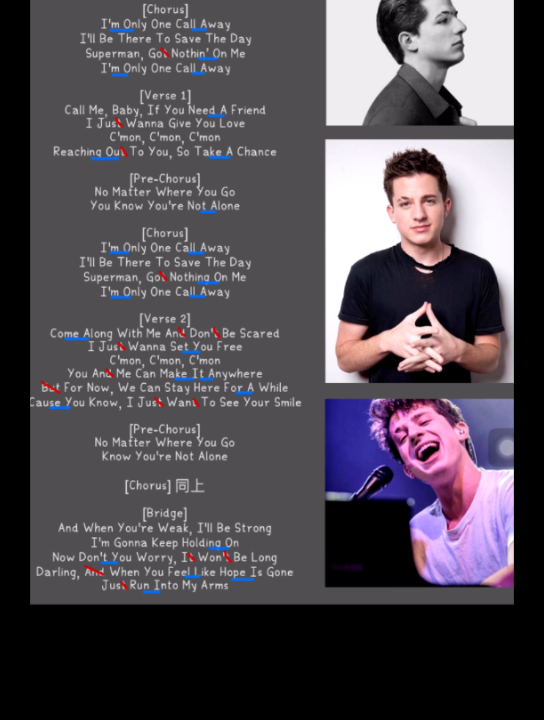 [图]【英文歌速成】One Call Away - Charlie Puth