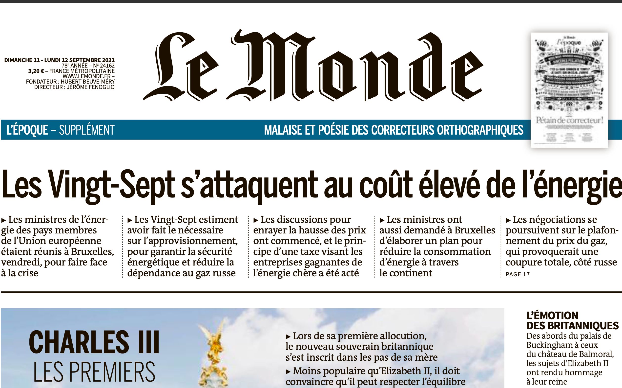 [图]【精读外刊】L’Europe s’attaque aux prix élevés de l’énergie (a) - Le Monde 220911