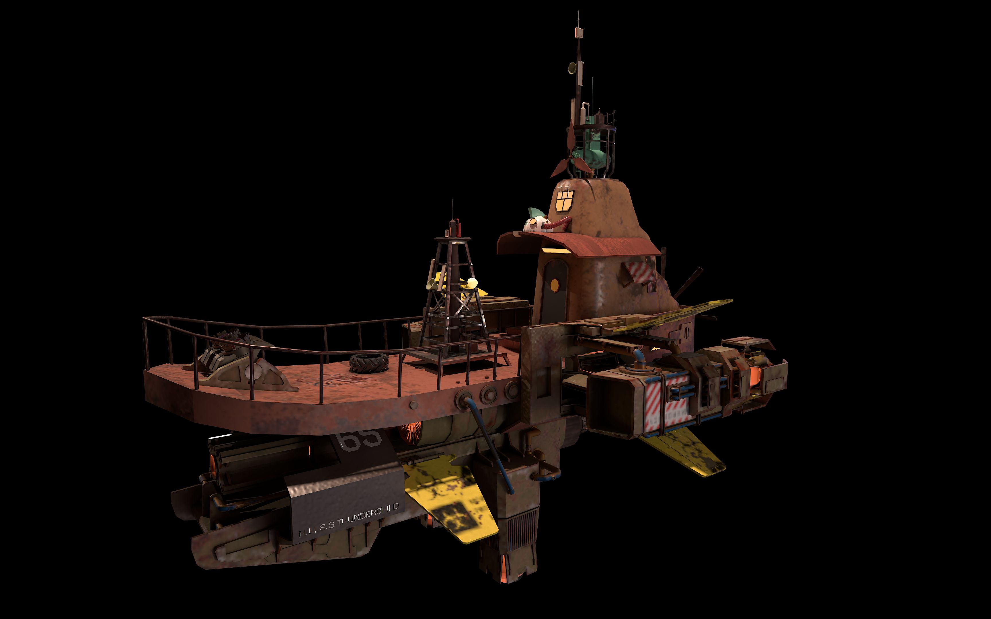 次世代游戏建模—3d大赛参赛作品:《末日废土飞艇》