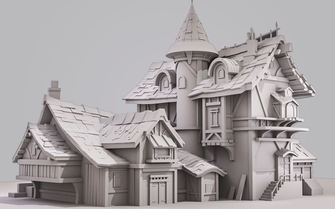 【maya场景建模】卡通房子模型制作,3小时建模案例讲解