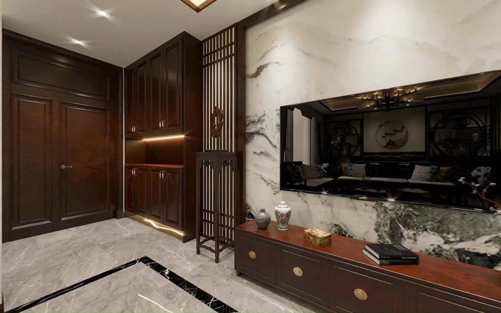 自建房一楼客餐厅效果图设计