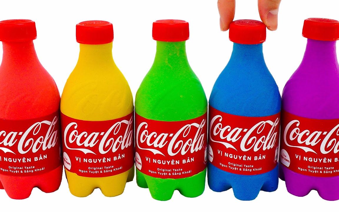 如何用动力砂切割,制作彩虹可口可乐,非常有趣!