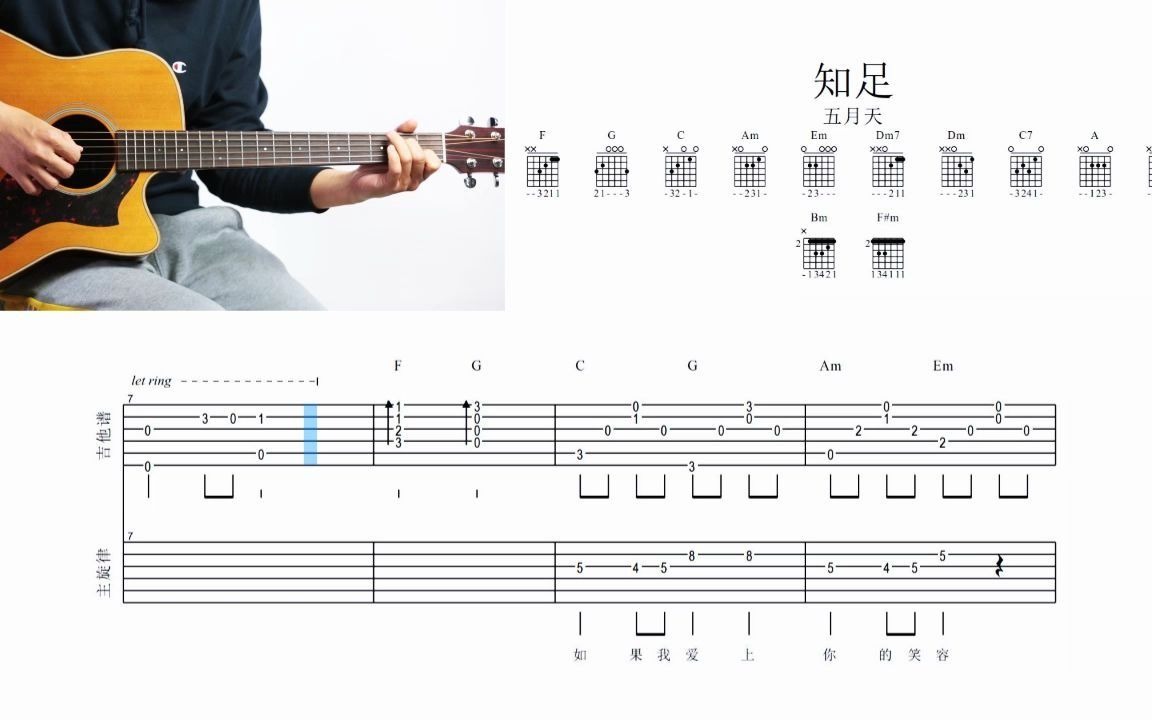一鸣吉他  五月天  知足【木吉他伴唱 和弦谱】哔哩哔哩bilibili