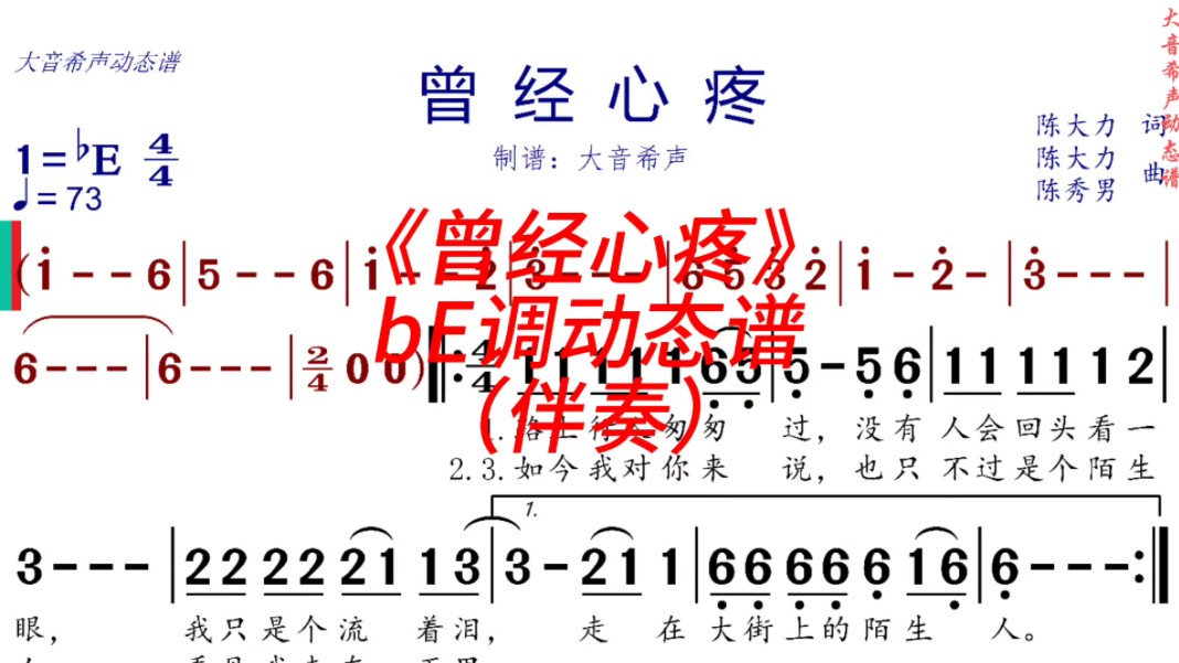 [图]叶倩文《曾经心疼》bE调动态伴奏谱