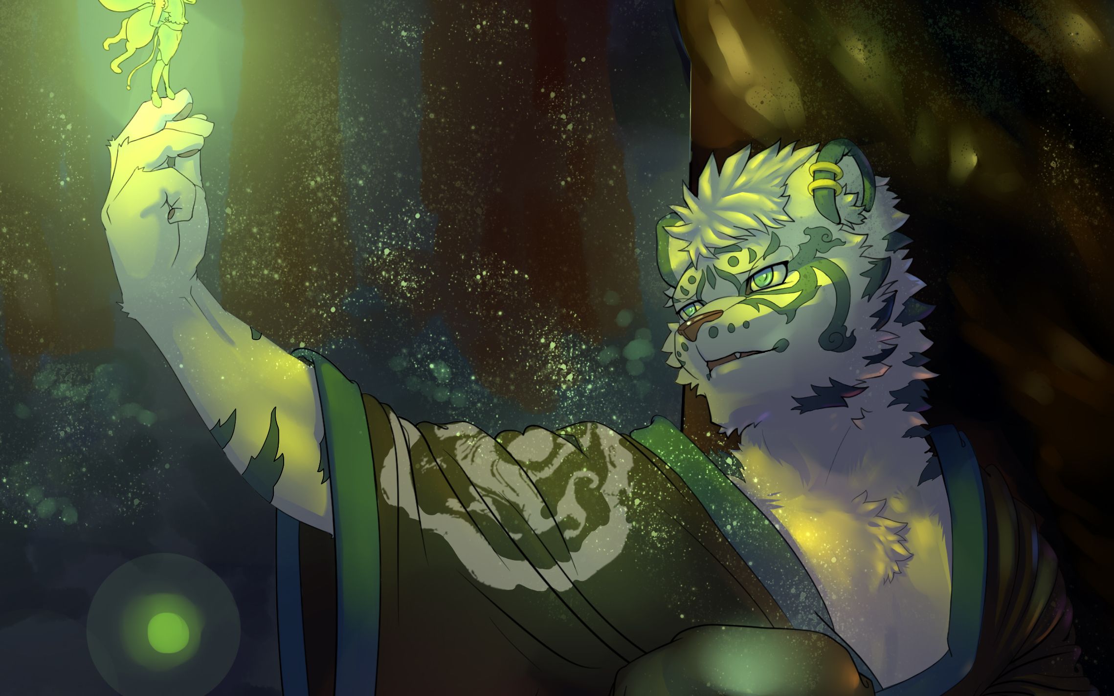 兽人向小清新风格的唯美白虎兽人