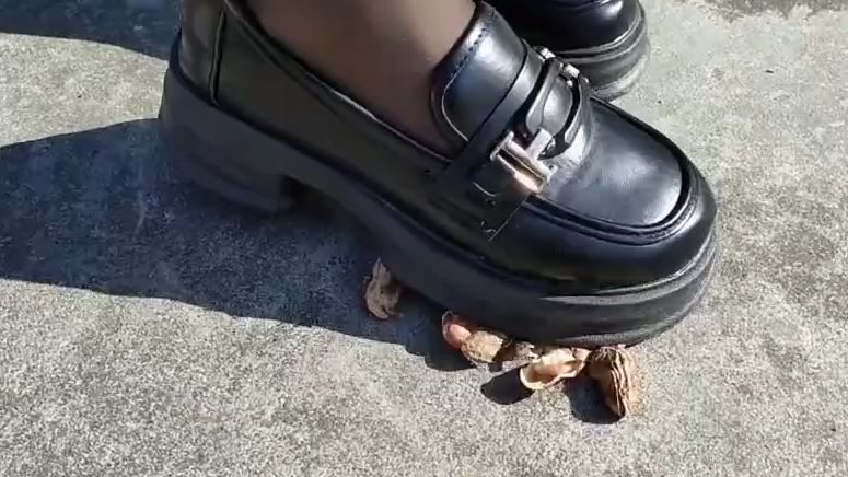 小皮鞋踩花生壳解压