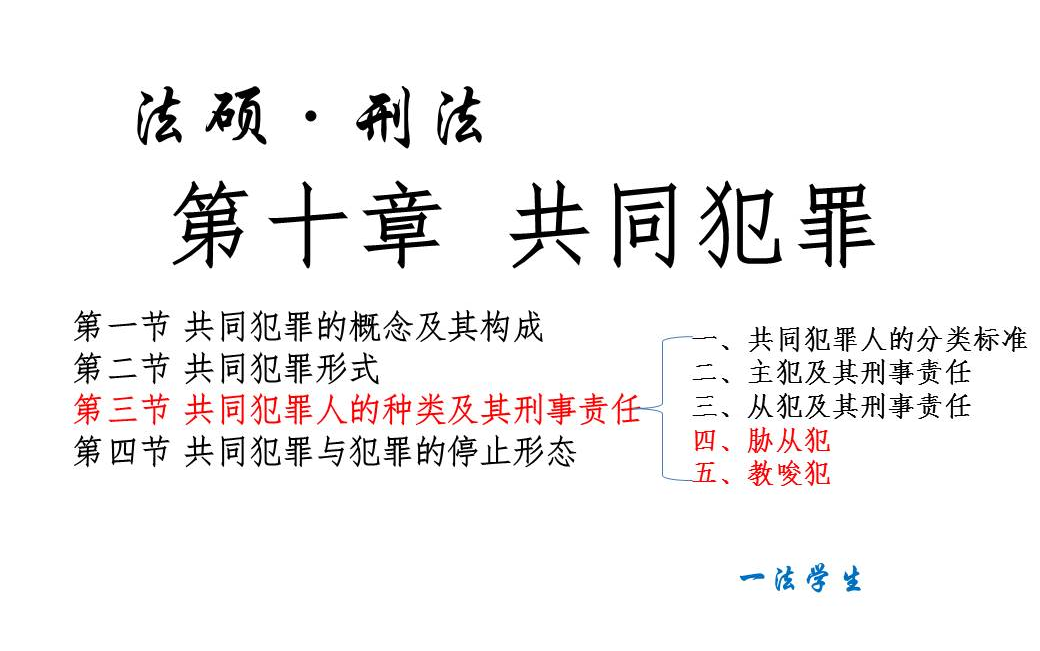 【法硕刑法】3910.3共同犯罪人的种类及其刑事责任(4.胁从犯5.教唆犯)哔哩哔哩bilibili