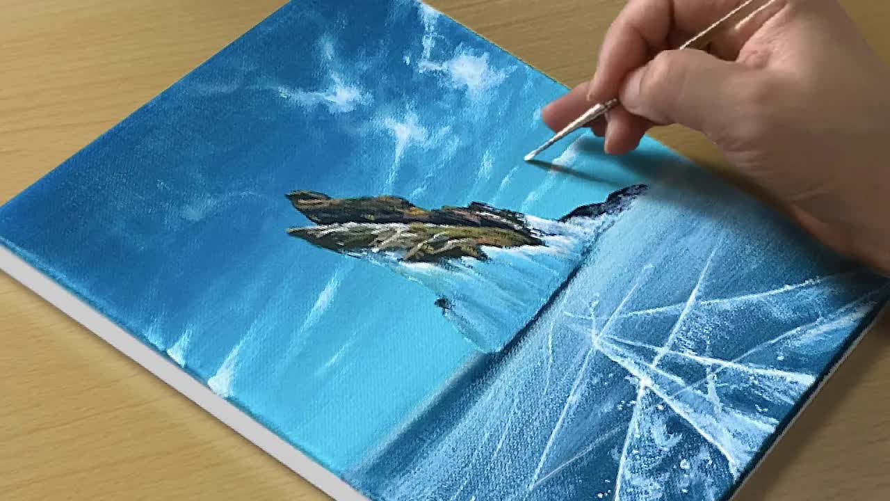 如何画结冰的湖面/丙烯画--教你学画画自学入门