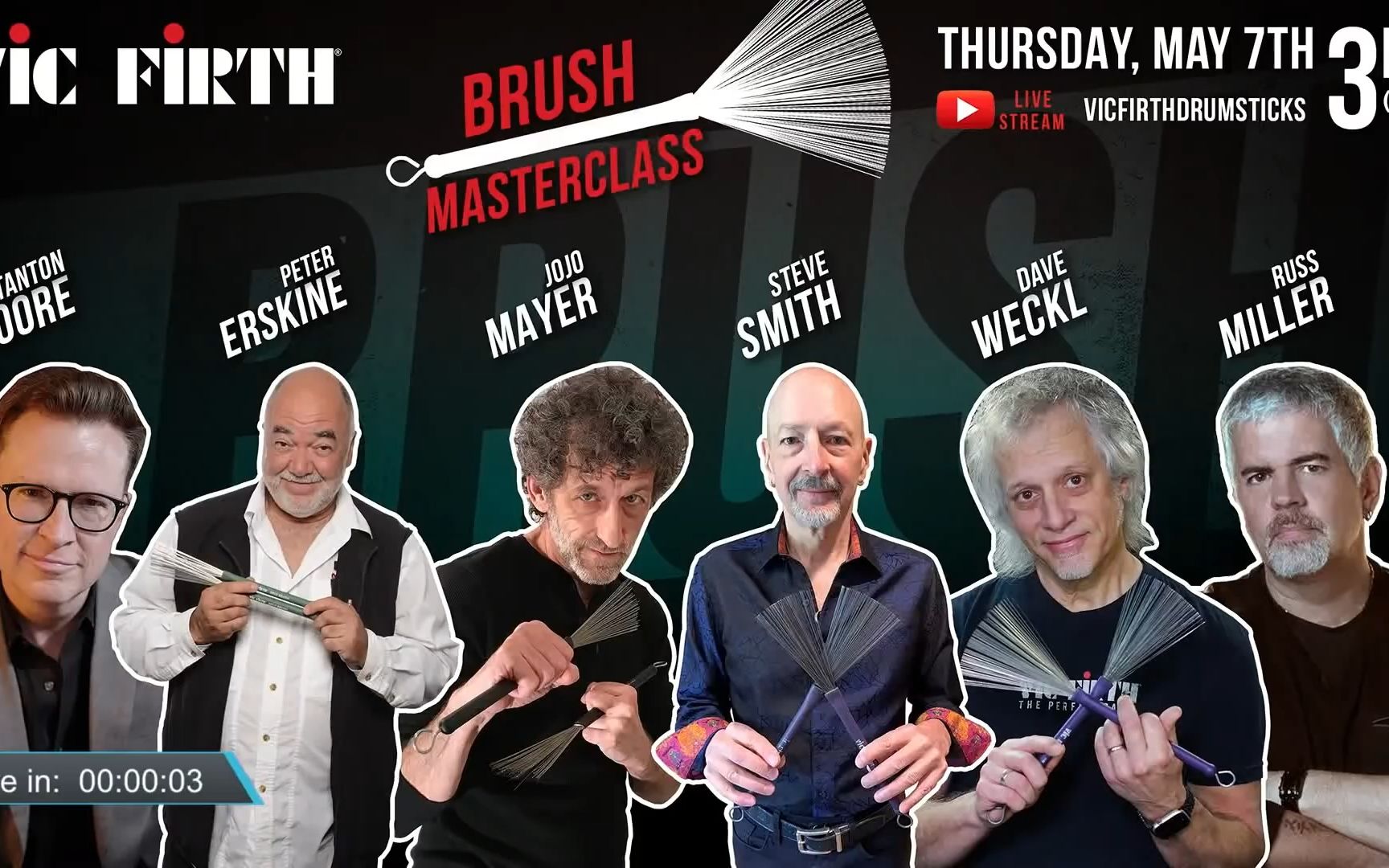 世界最豪华的架子鼓大师班,教你玩转鼓刷 Vic Firth LIVE Brush Masterclass哔哩哔哩bilibili