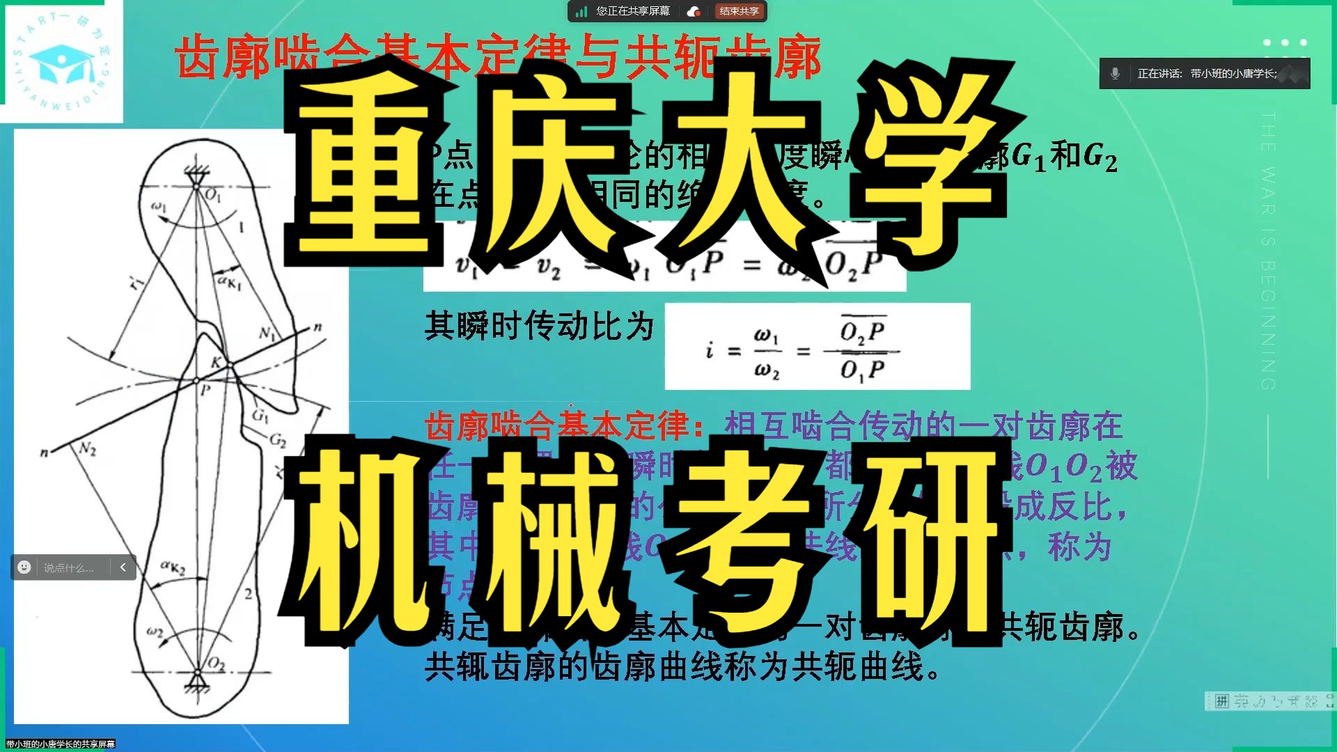 重庆大学机械考研课程——齿廓啮合基本定律与共轭齿廓哔哩哔哩bilibili