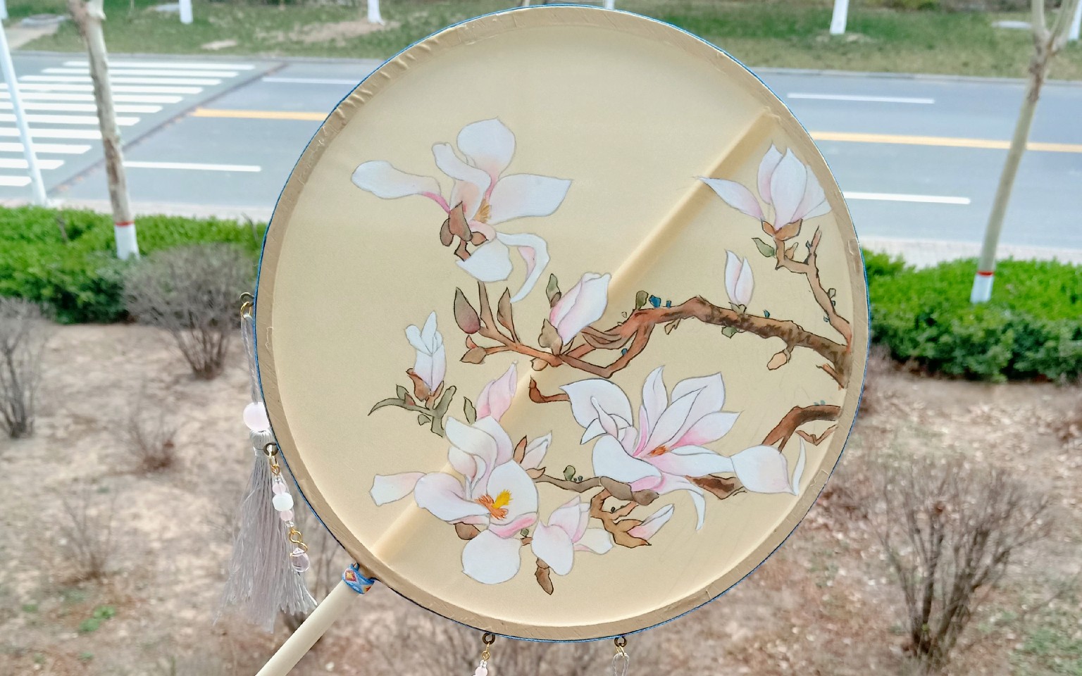 【团扇】教你如何裱团扇,玉兰花开在扇子里_哔哩哔哩_bilibili