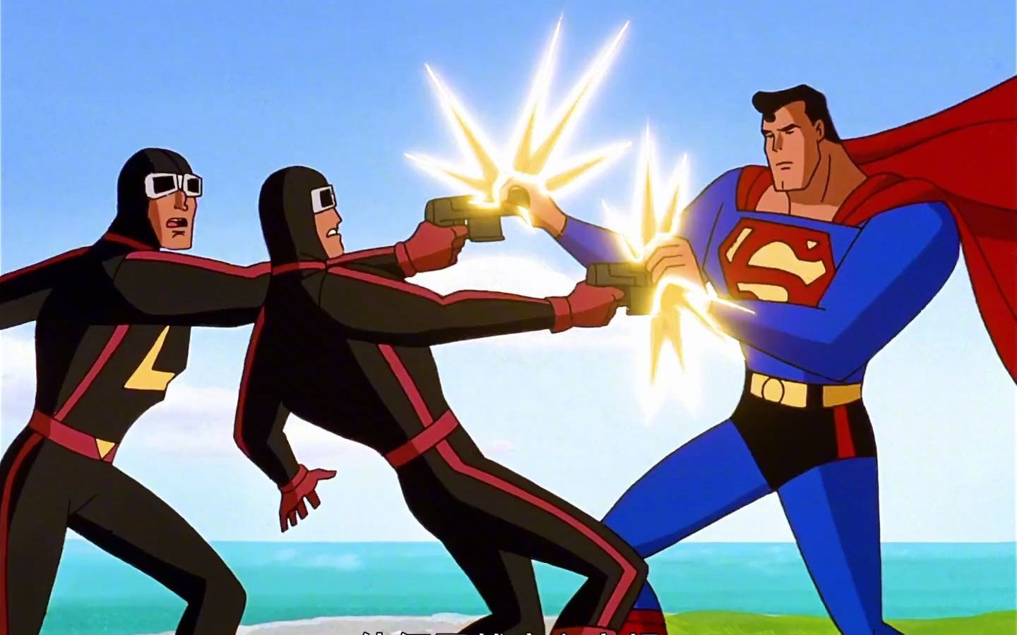 海超人与露易丝,情急之下跳入大海,能否逃过坏人的追捕!