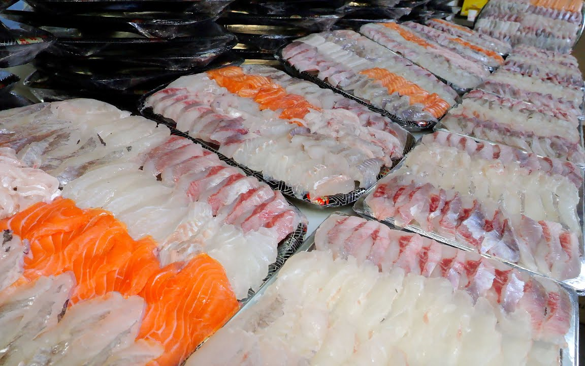 【韩国美食】现切,新鲜时令生鱼片,鲜美无比(无费话解说,纯净享受版)