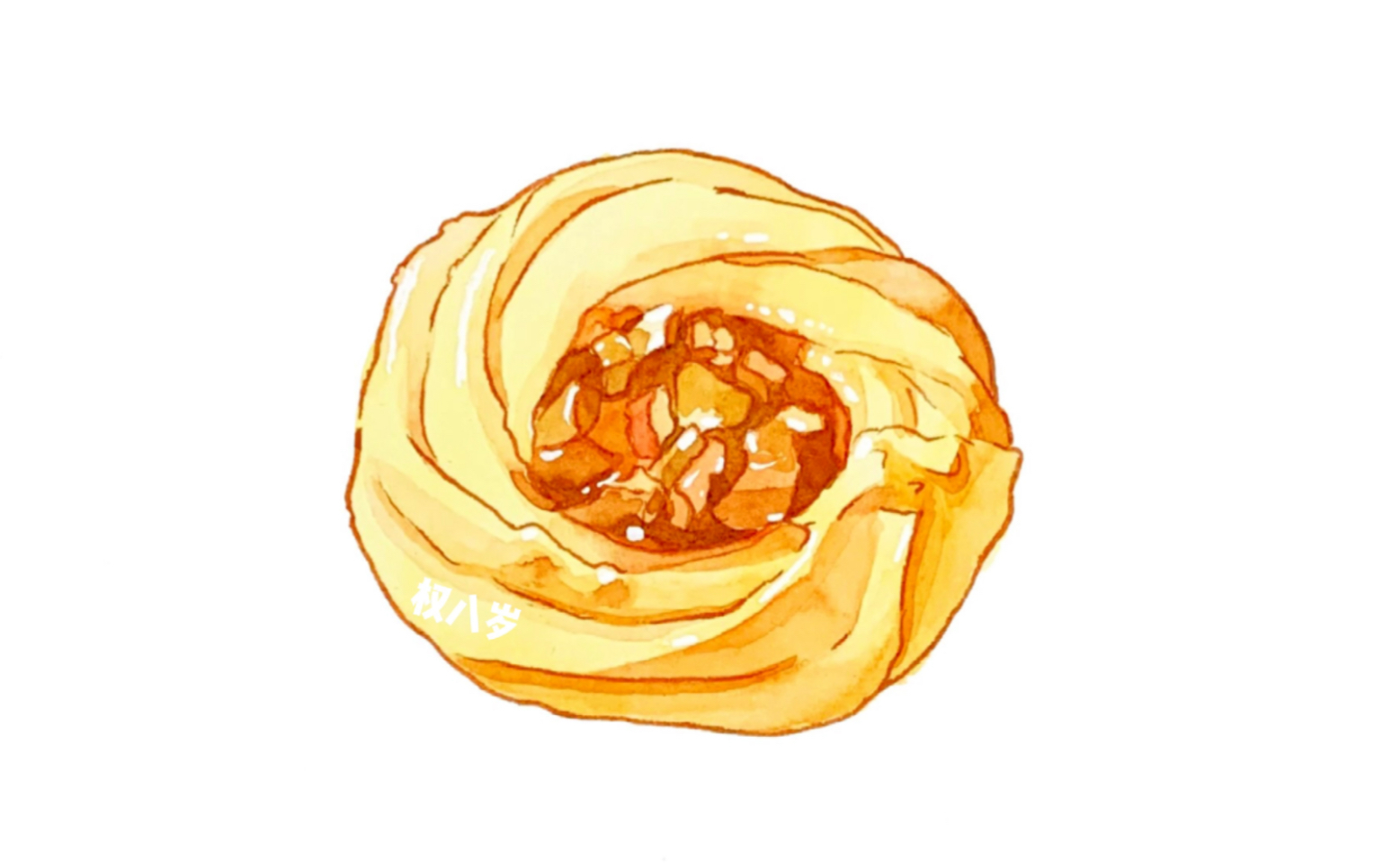 水彩团练 钢笔淡彩 | 杏仁曲奇